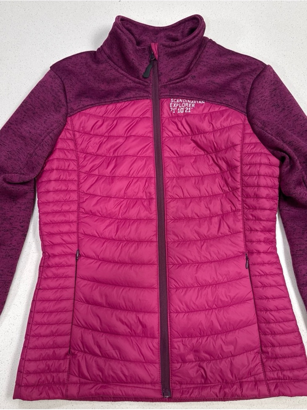 Women's Magenta Quilted Puffer Jacket